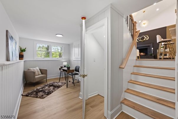 Chandelier, Fireplace, Interior, Recessed Lighting, Wood Texture Flooring