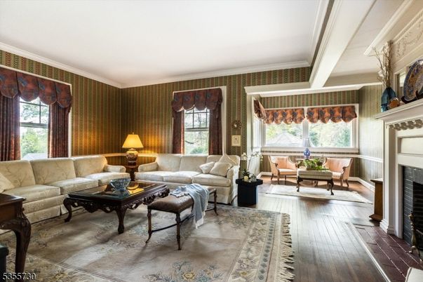 Dining room, Fireplace, Interior, Living room, Wood Texture Flooring
