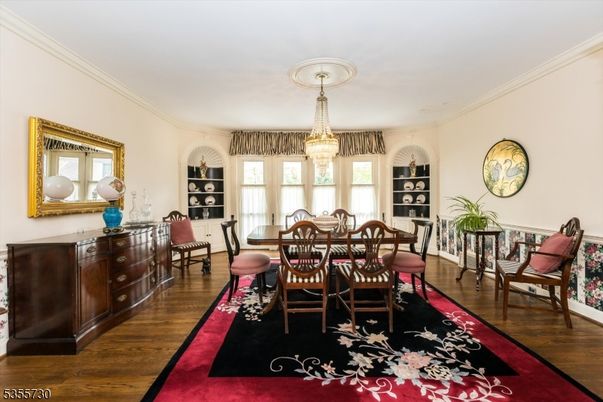 Chandelier, Dining room, Interior, Wood Texture Flooring