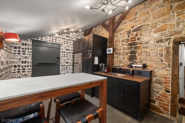 Interior, Kitchen, Stone Walls