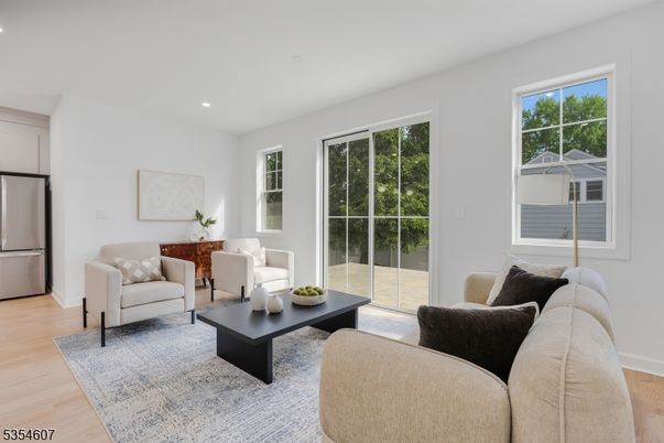 Interior, Living room, Recessed Lighting, Stainless Steel Appliances, Wood Texture Flooring