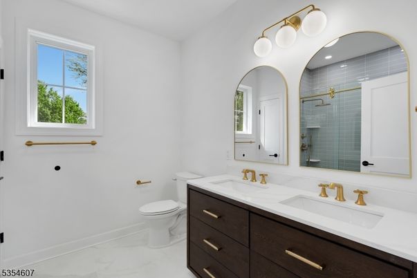Bathroom, Dual Sink Vanities, Interior, Marble, Recessed Lighting