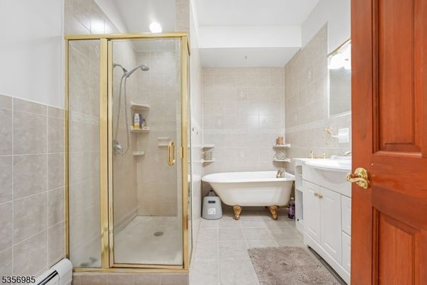 Bathroom, Free Standing Baths, Glass Shower, Interior, Recessed Lighting