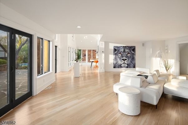Dining room, Interior, Living room, Recessed Lighting, Wood Texture Flooring