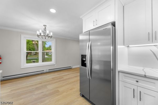 Chandelier, Interior, Kitchen, Recessed Lighting, Wood Texture Flooring
