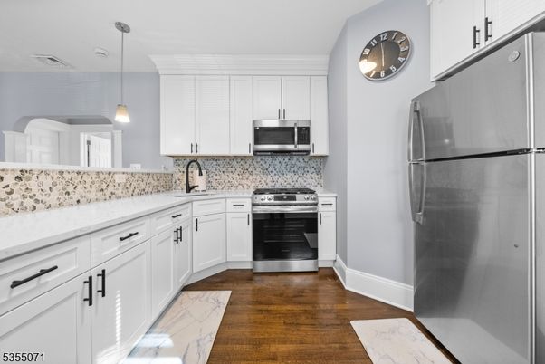 Interior, Kitchen, Pendant Lights, Stainless Steel Appliances, Wood Texture Flooring