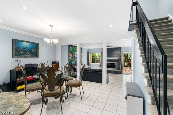 Dining room, Fireplace, Interior, Living room, Pendant Lights, Recessed Lighting