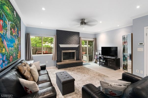 Fireplace, Interior, Living room, Recessed Lighting, Stone Walls