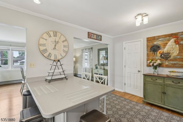 Dining room, Interior, Recessed Lighting, Wood Texture Flooring