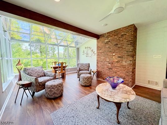 Dining room, Interior, Recessed Lighting, Stone Walls, Wood Texture Flooring