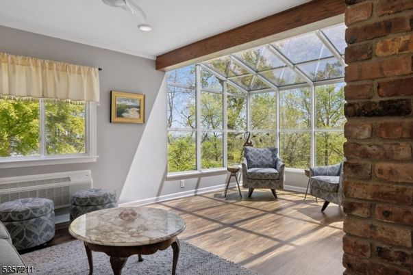 Glass Ceilings, Interior, Recessed Lighting, Sun Room, Wooden Beams, Wood Texture Flooring