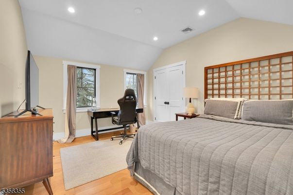 Bedroom, Home Office, Interior, Recessed Lighting, Wood Texture Flooring