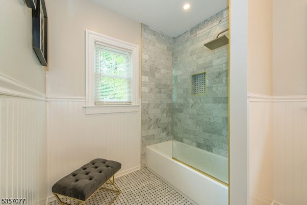 Bathroom, Glass Shower, Interior, Marble Walls, Recessed Lighting