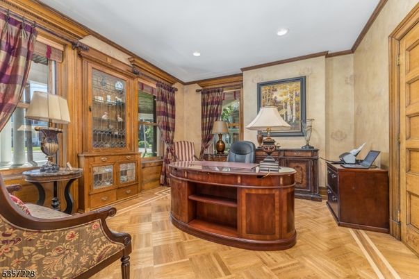 Home Office, Interior, Recessed Lighting, Wood Texture Flooring