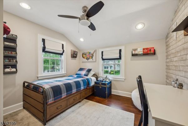 Bedroom, Interior, Recessed Lighting, Stone Walls, Wood Texture Flooring