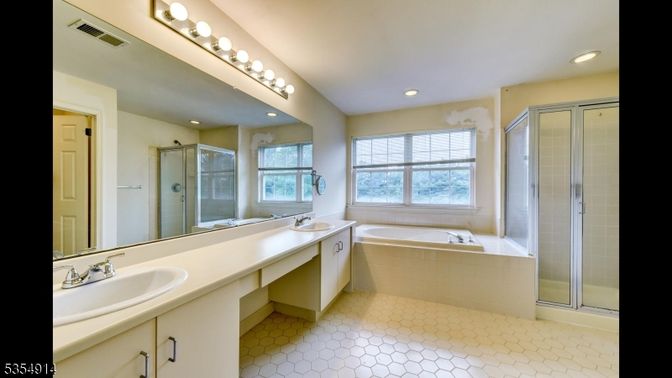 Bathroom, Dual Sink Vanities, Glass Shower, Interior, Recessed Lighting