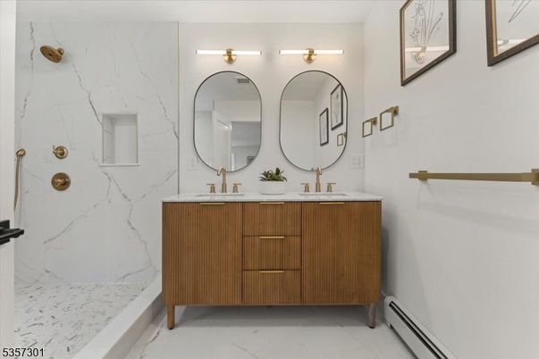 Bathroom, Dual Sink Vanities, Interior, Marble, Marble Walls