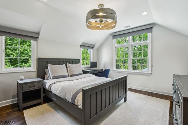 Bedroom, Home Office, Interior, Pendant Lights, Recessed Lighting, Wood Texture Flooring