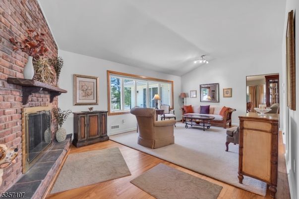 Fireplace, Interior, Living room, Stone Walls, Wood Texture Flooring