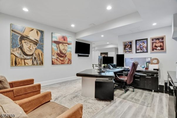 Home Office, Interior, Recessed Lighting, Wood Texture Flooring