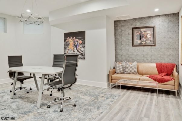 Home Office, Interior, Pendant Lights, Recessed Lighting, Wood Texture Flooring