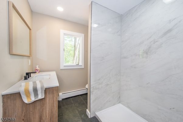 Bathroom, Interior, Marble Walls, Recessed Lighting