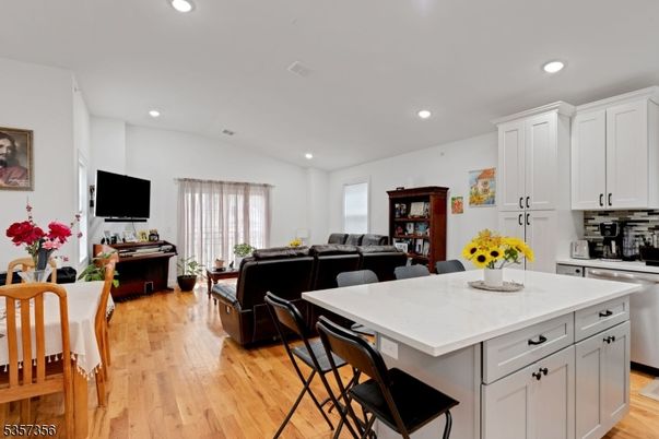 Interior, Kitchen, Living room, Recessed Lighting, Wood Texture Flooring