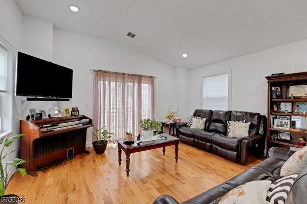 Interior, Living room, Piano, Recessed Lighting, Wood Texture Flooring