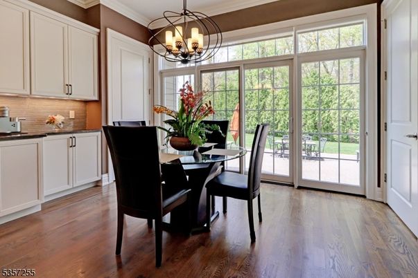 Chandelier, Dining room, Interior, Wood Texture Flooring