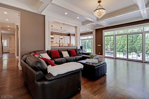 Chandelier, Interior, Living room, Pendant Lights, Recessed Lighting, Wood Texture Flooring
