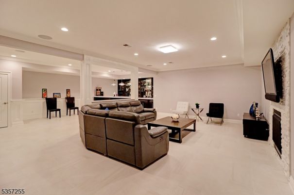 Dining room, Fireplace, Interior, Living room, Recessed Lighting