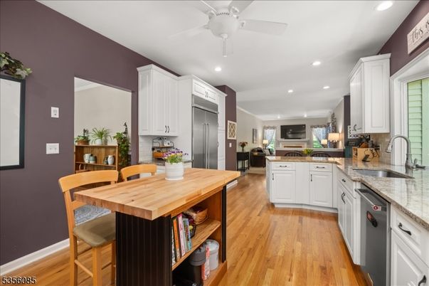 Interior, Kitchen, Recessed Lighting, Wood Texture Flooring