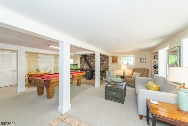 Billiard Table, Fireplace, Game Room, Interior, Living room, Stone Walls