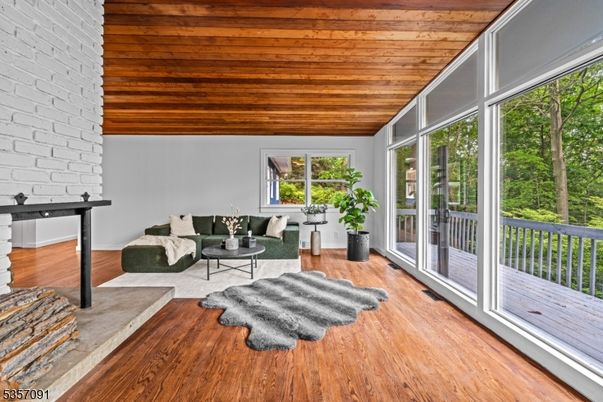 Interior, Living room, Stone Walls, Sun Room, Wooden Ceilings, Wood Texture Flooring