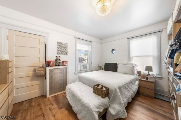 Bedroom, Chandelier, Interior, Wood Texture Flooring