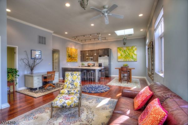 Dining room, Interior, Kitchen, Living room, Recessed Lighting, Wood Texture Flooring