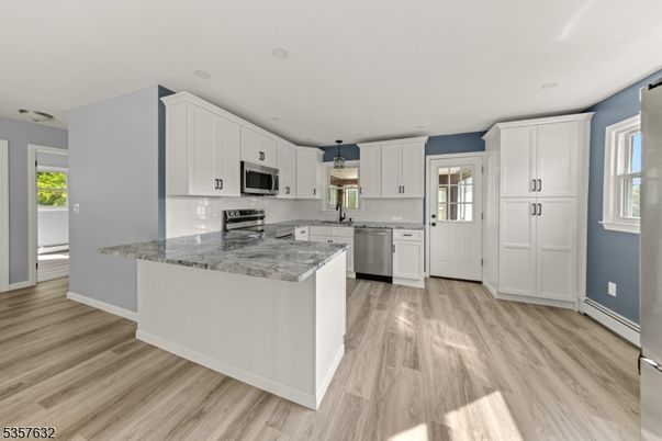 Interior, Kitchen, Stainless Steel Appliances, Wood Texture Flooring