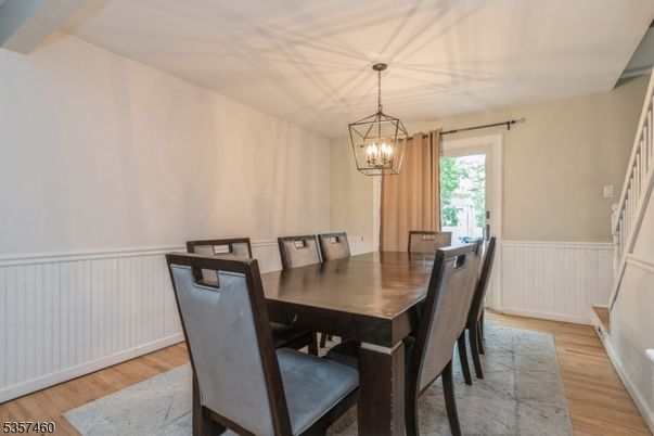 Chandelier, Dining room, Interior, Wood Texture Flooring