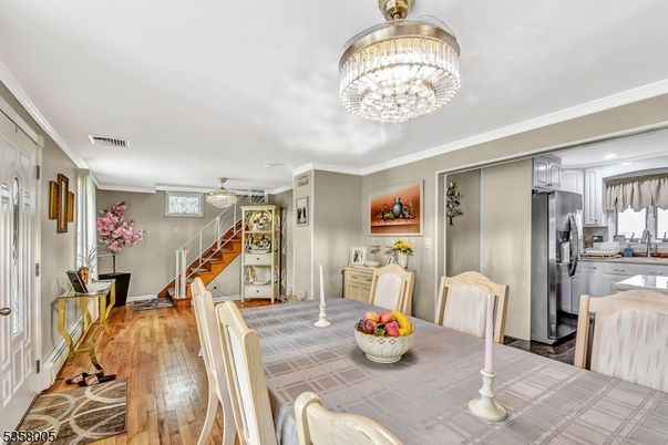 Chandelier, Dining room, Interior, Kitchen, Wood Texture Flooring