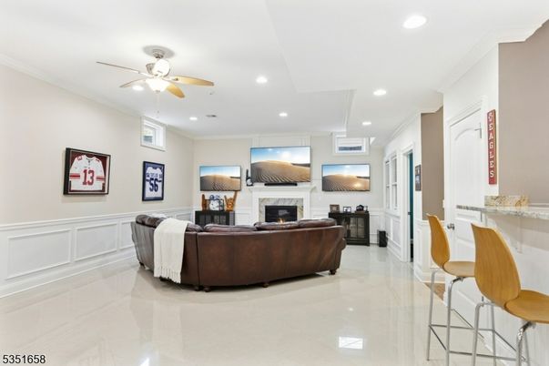 Dining room, Fireplace, Interior, Living room, Recessed Lighting