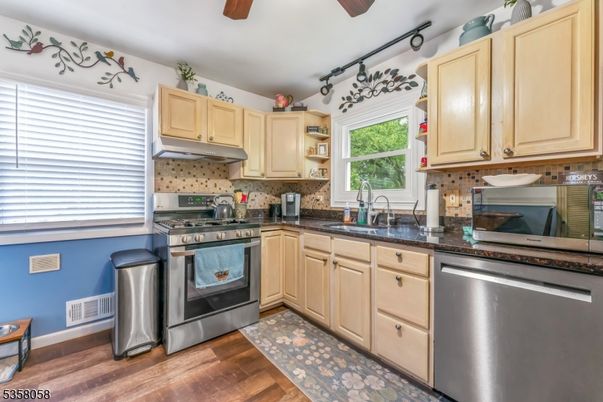 Interior, Kitchen, Stainless Steel Appliances, Wood Texture Flooring
