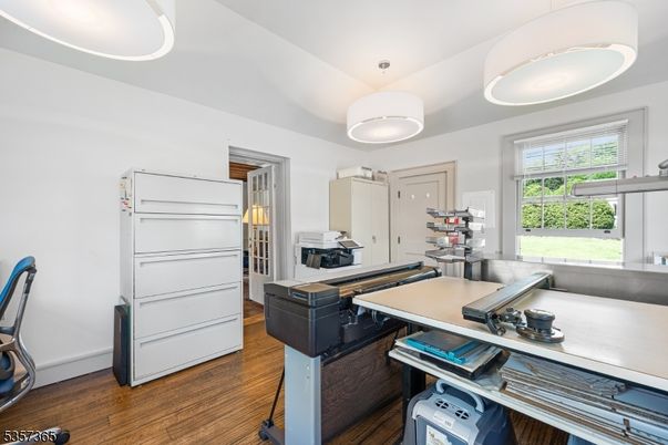 Home Office, Interior, Pendant Lights, Wood Texture Flooring