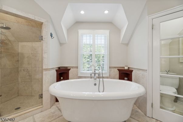 Bathroom, Free Standing Baths, Glass Shower, Interior, Recessed Lighting