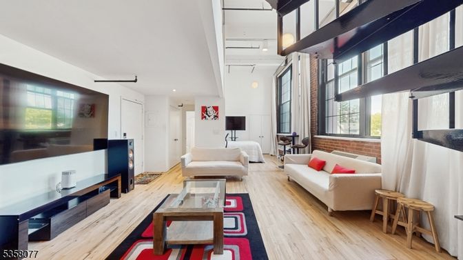 Interior, Living room, Recessed Lighting, Stone Walls, Wood Texture Flooring