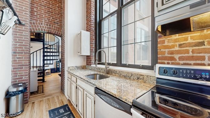 Interior, Kitchen, Stone Walls, Wood Texture Flooring