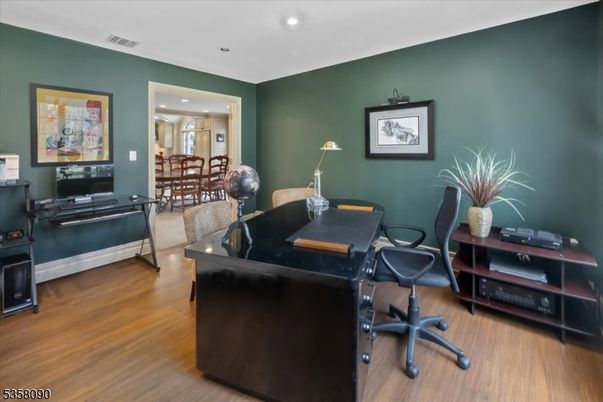 Home Office, Interior, Recessed Lighting, Wood Texture Flooring