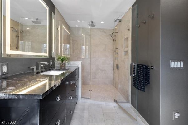 Bathroom, Dual Sink Vanities, Glass Shower, Interior, Recessed Lighting
