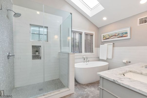 Bathroom, Dual Sink Vanities, Free Standing Baths, Glass Shower, Interior, Recessed Lighting