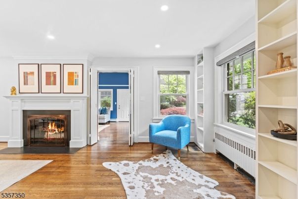 Fireplace, Interior, Recessed Lighting, Wood Texture Flooring