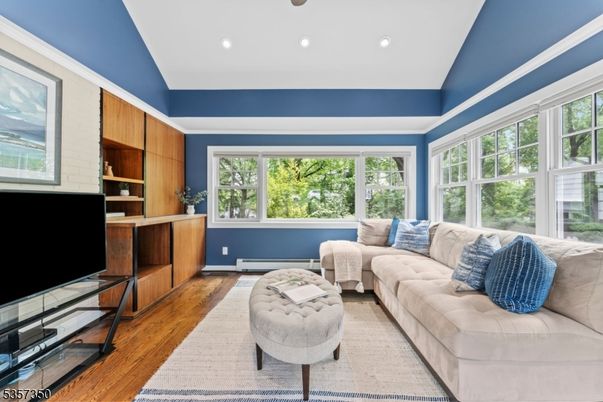 Interior, Living room, Recessed Lighting, Wood Texture Flooring